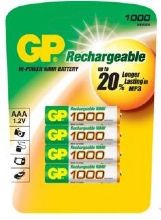 BATERIA GP R3 / 1000 RECHARGEABLE SIZE AAA 1.2V